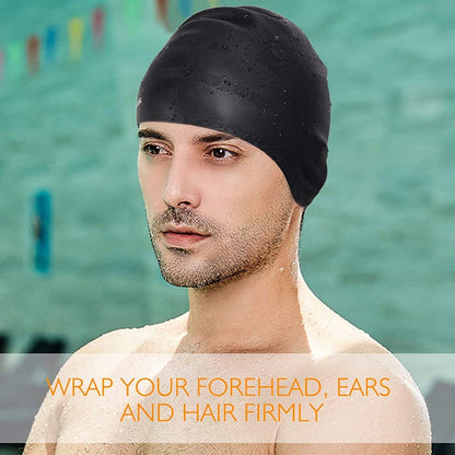 Silicone Ear Protection Waterproof Swimming Cap for Adults with Long Hair, Long Hair Swimming Cap(Black), Long Hair Swimming Cap(Blue), Long Hair Swimming Cap(Pink), Long Hair Swimming Cap(Silver), Long Hair Swimming Cap(Yellow)                        ...