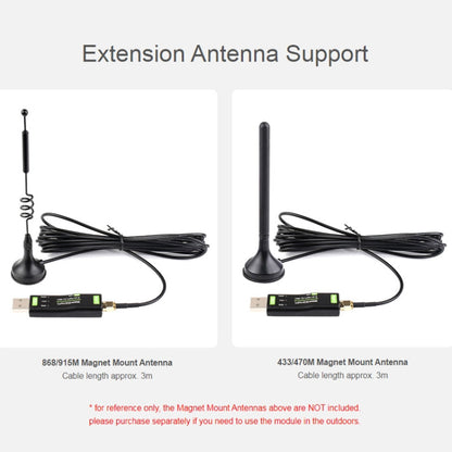 Waveshare 2pcs USB To LoRa Data Transfer Module Based On SX1262, LF Version Using TCXO Crystal Oscillator, HF Version Using TCXO Crystal Oscillator, LF Version Using XTAL Crystal Oscillator, HF Version Using XTAL Crystal Oscillator