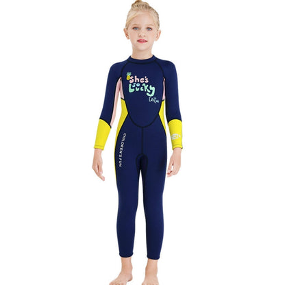 DIVE&SAIL Children Warm Swimsuit One-piece Wetsuit Long Sleeve Cold-proof Snorkeling Surfing Suit, S, M, L, XL, XXL
