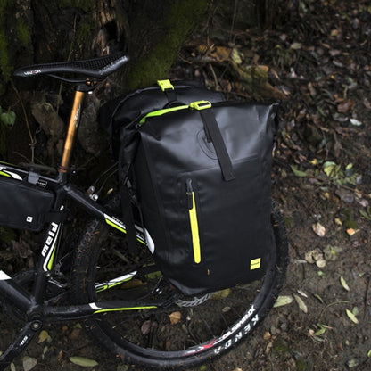 Rhinowalk Bicycle Backpack Full Waterproof Shelf Bag 25L Unilateral Frame Bag Long-distance Travel Bicycle Bag, Black Green, Full Black