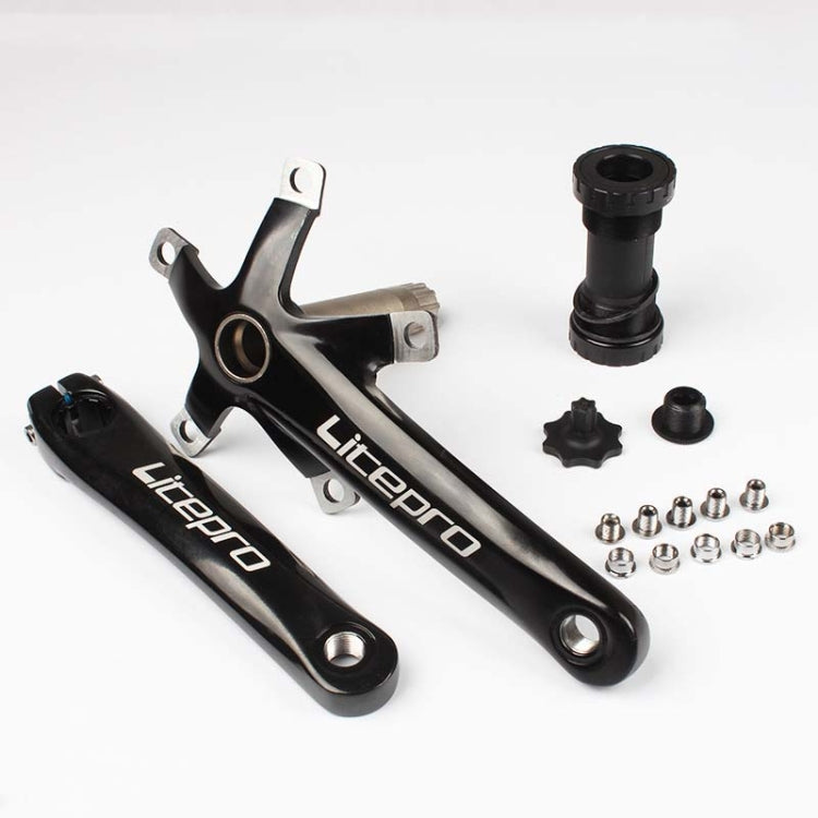Litepro Folding Bicycle LP Hollow One-piece Crank Tooth Disc Bottom Axle Modified SP8, Left and Right Crank+Bottom Bracket