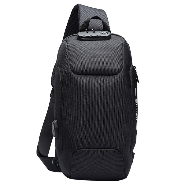 OZUKO 9223 Anti-theft Men Chest Bag Waterproof Crossbody Bag with External USB Charging Port, Standard Size, Large Size
