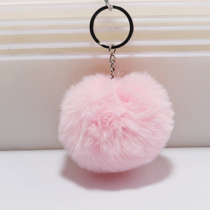 Simple Key Chain Fur Ball Pompon Keychain Pompom Artificial Rabbit Fur Animal Keychains for Woman Car Bag Key Rings