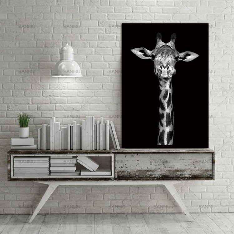 Simple Black and White Animal Decoration Painting Study Living Room Sofa Background Wall Painting Without Frame, 21X30cm, 30X40cm, 40X50cm, 40X60cm