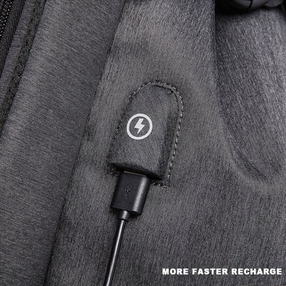 Multifunction Fashion Men Crossbody Bags Chest Pack  Messengers Bag Waterproof Shoulder Bag with USB Charging Port, Black-L