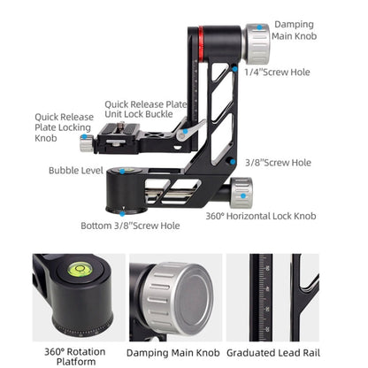Xiletu Xgh3 360 Degree Rotation Horizontal Cantilever Hollow Gimbal Tripod Head, Xgh3