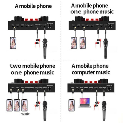 V8S Sound Card Mobile Phone Computer Anchor Live K Song Recording Microphone, English Version, V8S  + Golden Net BM700 Set, V8S  + Black Bet BM700 Set