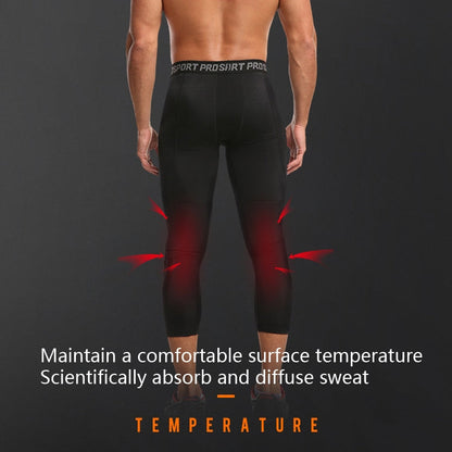 High Elastic Lycra Honeycomb Crash Pants Men Basketball Fitness Seven-tenths Sweatpants, S, M, L, XL, XXL, XXXL