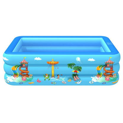 Household Indoor and Outdoor Amusement Park Pattern Children Square Inflatable Swimming Pool, 130 x 85 x 50cm, 150 x 110 x 50cm