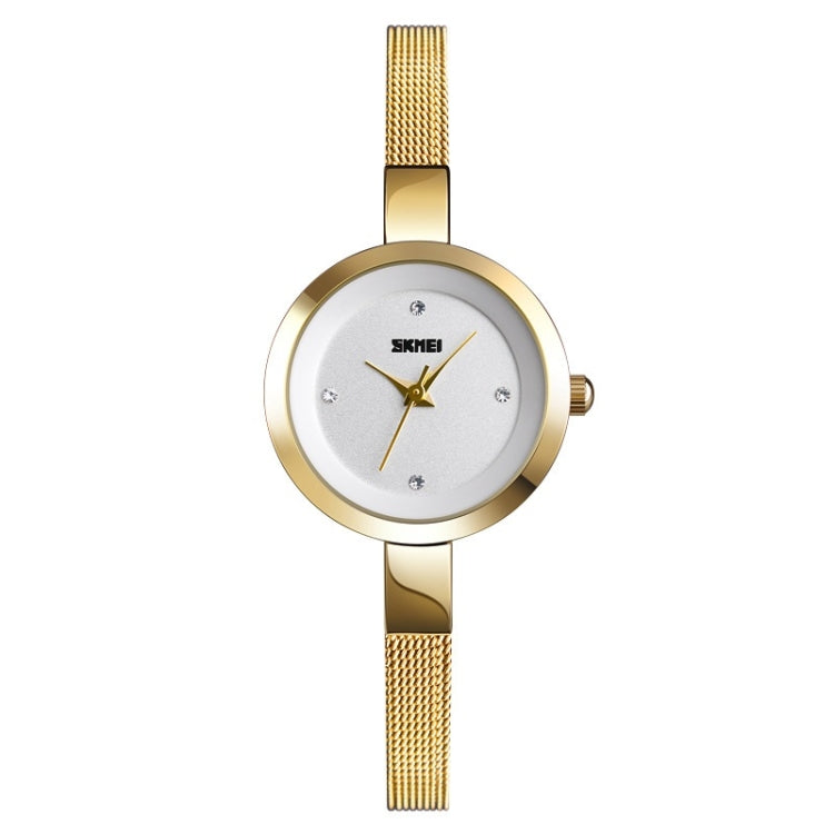 SKMEI 1390 Ladies Business Casual Watch Steel Band Lightweight Quartz Watch, Rose Gold, Golden, Silver