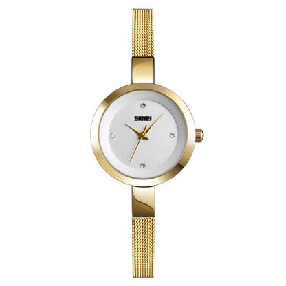 SKMEI 1390 Ladies Business Casual Watch Steel Band Lightweight Quartz Watch, Rose Gold, Golden, Silver
