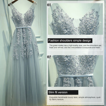 Sexy V-neck Evening Dress Robe Tulle Applique Evening Dresses, S, XXL, XXXL