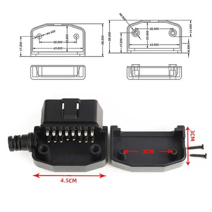 5 PCS 16PIN Car Male Connector OBD2 Connector Plug + Shell + Line Card + Screw OBD Plug J1962M, OBD Plug