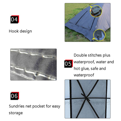 LADUTA Outdoor Self-Driving Tour Barbecue Camping Car Side Tent Car Tail Extension Tent Supplies, Grey Blue, Painted Silver