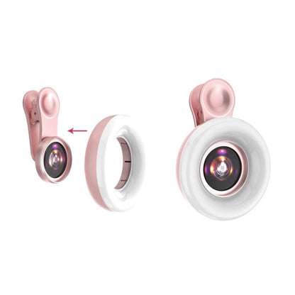Mobile Phone Macro Lens Beauty Makeup Selfie Light, Pink, Black