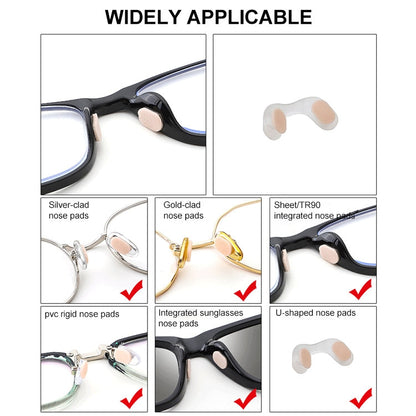 20 PCS Glasses Nose Strip Soft EVA Sponge Nose Mat Comfortable No Pressure Mark Does Not Remove Makeup Anti-Height Eye Frame Nose, D-type Black 1.0mm