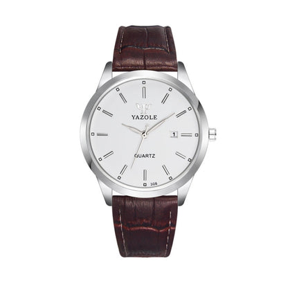 YAZOLE 308 Luminous Quartz Watch Men Watch, White Tray Brown Belt, White Tray Black Belt, Black Tray Black Belt, Black Tray Brown Belt, White Tray Silver Steel Strip, Black Tray Silver Steel Strip, Black Shell Black Tray Black Belt                     ...