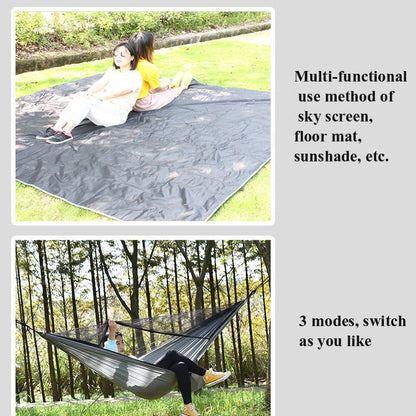Outdoor Camping Sunshade + Anti-Mosquito Hammock Set Parachute Fabric Net Yarn Anti-Mosquito Hammock, 360x290cm Ink Green