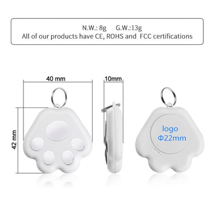 2 PCS HYC-09 Dog Paw Bluetooth Anti-Lost Device Pet Tracking Locator Keychain Smart Search Two-Way Alarm, Dog Paw Dark Gray, Dog Paw Black, Dog Paw White, Dog Paw Light Blue, Dog Paw Green, Dog Paw Pink, Dog Paw Red, Dog Paw Dark Blue