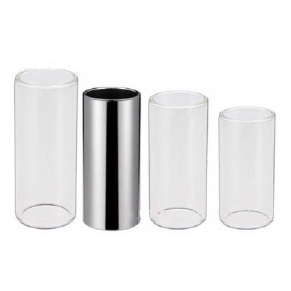 M02219 4 in 1 Plexiglass Slid Bar + Stainless Steel Slid Bar + Celluloid Guitar Finger Pick + Plastic Box Set, Plexiglass Slid Bar