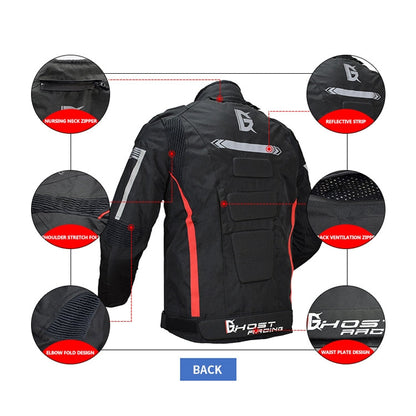 GHOST RACING GR-Y07 Motorcycle Cycling Jacket Four Seasons Locomotive Racing Anti-Fall Cloth, M, L, XL, XXL, XXXL, XXXXL, XXXXXL