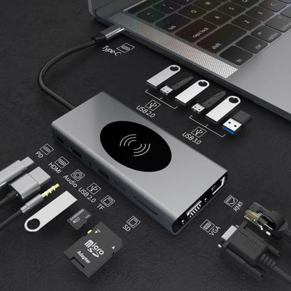 BX15W USB HUB Type-C Docking Station with Wireless Charge Function, BX15W