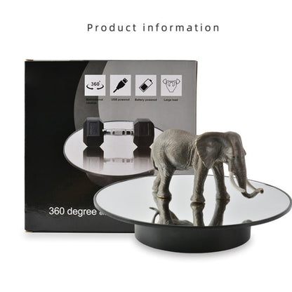 25cm USB Power Rotating Display Stand Video Shooting Props Turntable, Black Mirror, White Mirror, Golden Mirror, Silver Mirror, White+White Velvet, White+Black Velvet, White Bottom Frosted, Black Bottom Frosted, Black+Black Velvet