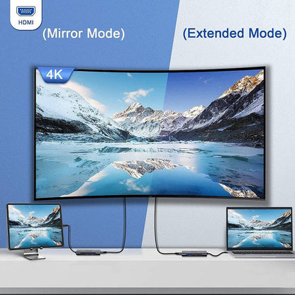 QGeeM 7 In 1 Multifunctional USB3.0 TYPE-C Extension HUB Adapter, QG-UH07-3(7 In 1)