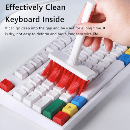 2 PCS 5 In 1 Earbud Cleaning Pen + Keyboard Cleaning Brush + Key Cap Puller, White, Red White, Red Black