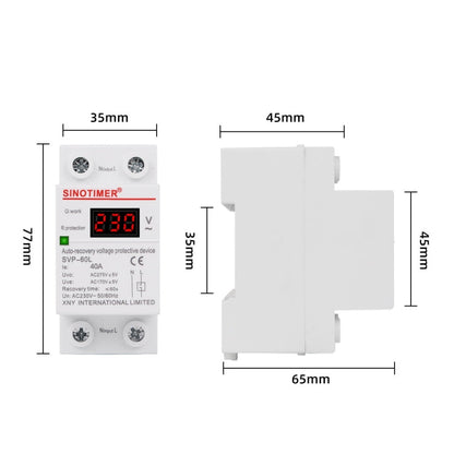 SINOTIMER 220V LED Digital Display Delay Automatic Reset Under-voltage Protector, SVP-60L