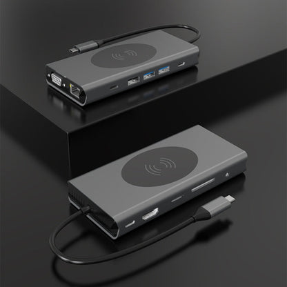BX13V 13 In 1 Type-C Docking Station Wireless Charging Hub, BX13V