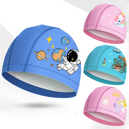 Cute Cartoon High Elastic Children PU Waterproof Swimming Cap