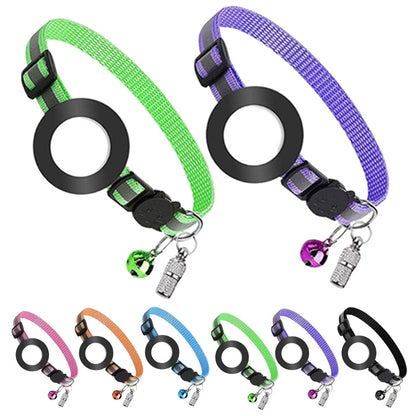 Pet Anti Lost Address Pendant Collar with Bell for AirTag 2nd Gen / AirTag 1st Gen, Green, Purple, Black, Pink, Orange, Blue