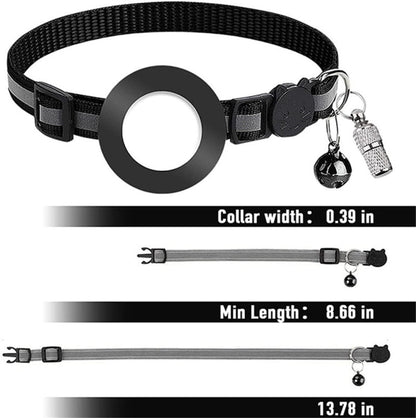 Pet Anti Lost Address Pendant Collar with Bell for AirTag 2nd Gen / AirTag 1st Gen, Green, Purple, Black, Pink, Orange, Blue