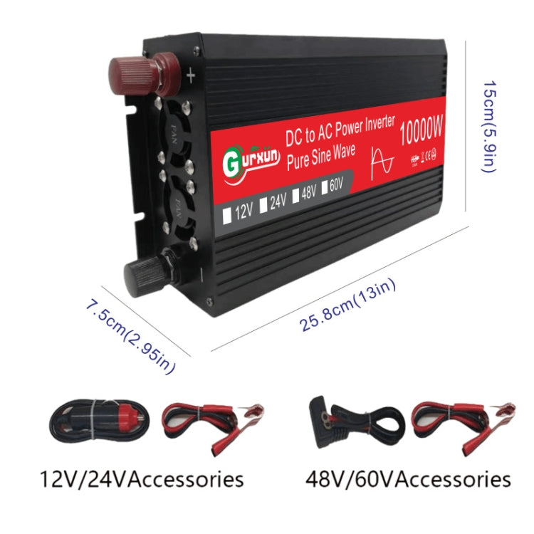 Gurxun HZ1500-10000 Sine Wave 10000W Inverter Power Converter, 10000W 12V To 110V, 10000W 12V To 220V, 10000W 24V To 220V, 10000W 48V To 220V, 10000W 60V To 220V