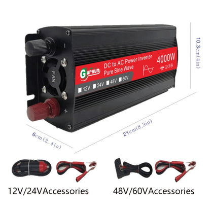 Gurxun 4000W Home Car Power Converter Sine Wave Inverter, 4000W 48V To 220V, 4000W 60V To 220V, 4000W 12V To 220V, 4000W 24V To 220V