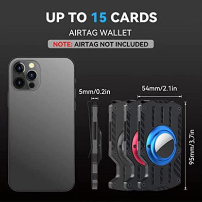 Men Ultra Slim Tracker Card Holder RFID Metal Card Holder for AirTag 2nd Gen / AirTag 1st Gen, Black, Blue, Red