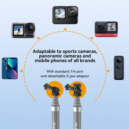 TELESIN 1.2m Carbon Fiber Monopod Selfie Stick With 1/4 Screw For Action Cameras, 1.2m