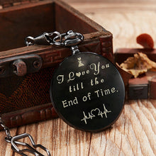 Engraved Vintage Commemorative Quartz Pocket Watch Round Watch, Style:, I Love You (Black), Forever (Gold), Forever (Silver), Forever (Black), Matte Ancient Copper, Grandpa, Husband, Hushand (Silver), Grandson (Black), I Love You (Gold)