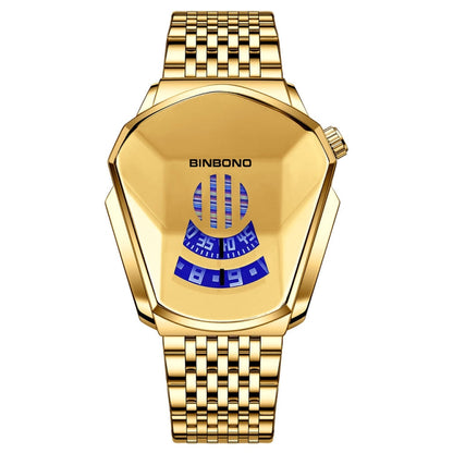 BINBOND Locomotive Concept Steel Belt Watch Men Live Black Technology Watch, Steel Belt Full Gold-Blue Face, Steel Belt Full Gold Gold Face, Steel Belt Black Stee Blue Face, Steel Belt White Steel Blue Face, Steel Belt White Steel White Face           ...