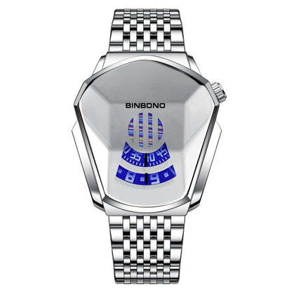 BINBOND Locomotive Concept Steel Belt Watch Men Live Black Technology Watch, Steel Belt Full Gold-Blue Face, Steel Belt Full Gold Gold Face, Steel Belt Black Stee Blue Face, Steel Belt White Steel Blue Face, Steel Belt White Steel White Face           ...