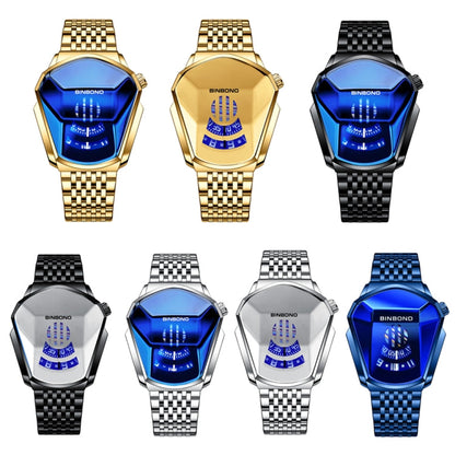 BINBOND Locomotive Concept Steel Belt Watch Men Live Black Technology Watch, Steel Belt Full Gold-Blue Face, Steel Belt Full Gold Gold Face, Steel Belt Black Stee Blue Face, Steel Belt White Steel Blue Face, Steel Belt White Steel White Face           ...