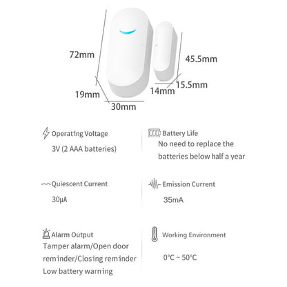Tuya WiFi Door Magnetic Sensor Remote Intelligent Linkage Doors Windows Switch Anti-alarm APP Reminder Alarm, Tuya Door Magnetic Sensor