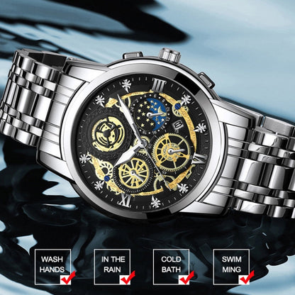 BINBOND 4010 Multifunctional Waterproof Hollowed Luminous Quartz Watch