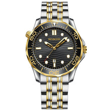 BINBOND B2820 Luminous 30m Waterproof Men Sports Quartz Watch, Inter-gold Black Surface, Inter-gold Blue Surface, Blue Silicon White Steel Blue