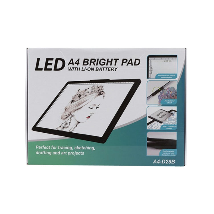 A4-D28B Rechargeable Copy Desk Drawing Board, With Charging Line, With Charging Line+US Plug Adapter, With Charging Line+UK Plug Adapter, With Charging Line+EU Plug Adapter, With Charging Line+AU Plug Adapter