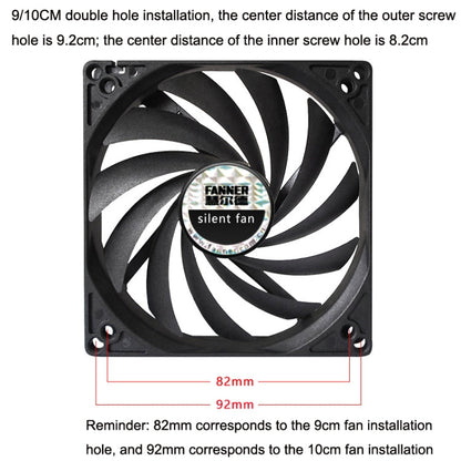 FANNER Ice Soul F10015 Desktop Computer Radiator PWM Intelligent Speed Regulation Ultra-thin Chassis Fan, F10015