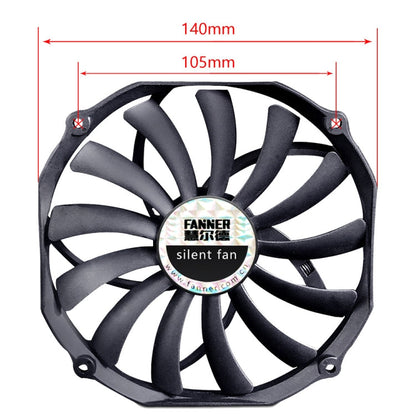 FANNER Ice Soul F14015 4PIN PWM Ultra-thin Chassis Fan Desktop Computer Radiator, F14015