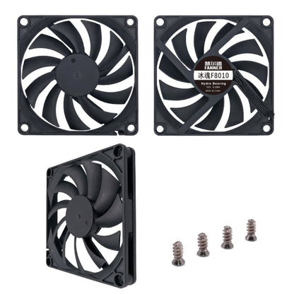 FANNER Ice Soul F8010 Ultra Thin Chassis Fan 4pin PWM Intelligent Speed Adjustment Quiet Cooling Heat Dissipation, F8010