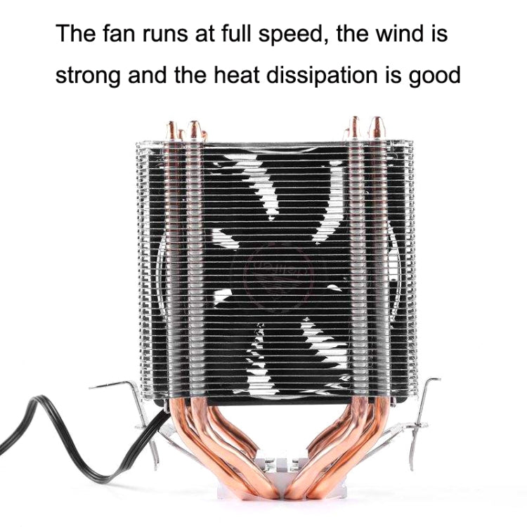 Desktop Computer Double Copper Tube CPU Radiator Super Quiet, 2 Tube Color Light 3-pin Single Fan, 2 Tube Color Light 3-pin Double Fan